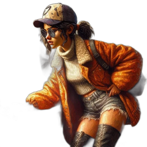 jacket, hat, face, concept art transparent PNG cut-out