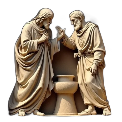 3d render, carving, abraham, isaac transparent PNG cut-out