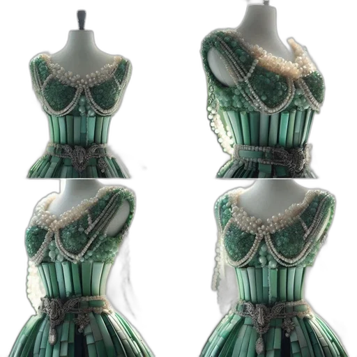 dress, 3d render, green, display transparent PNG cut-out
