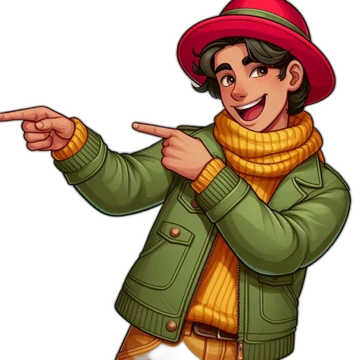 jacket, staff, hat, pixel art transparent PNG cut-out