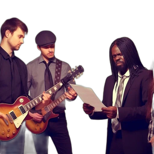 band, rehearsal, guitarist, black transparent PNG cut-out