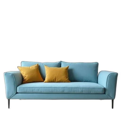 furniture, 3d render, photorealistic, blue transparent PNG cut-out