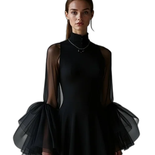 dress, jewelry, dark, monochrome transparent PNG cut-out