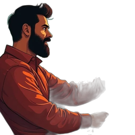 jacket, face, hair, staff transparent PNG cut-out