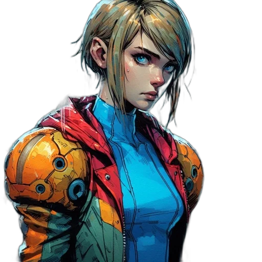 jacket, face, robot, comic book art transparent PNG cut-out