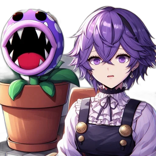 staff, flower, creature, face transparent PNG cut-out