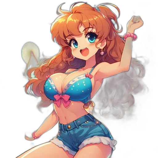 dress, weapon, staff, anime transparent PNG cut-out