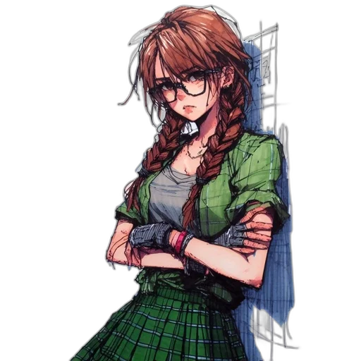 dress, jacket, staff, hair transparent PNG cut-out