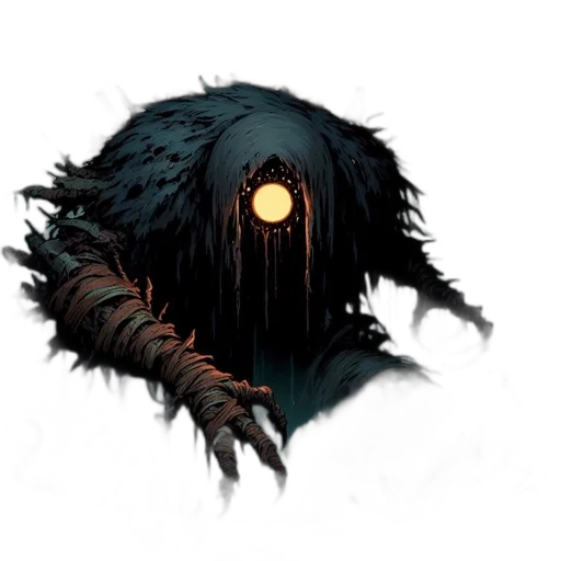 creature, mask, hair, staff transparent PNG cut-out