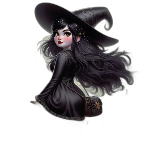 hat, staff, dress, fantasy art transparent PNG cut-out