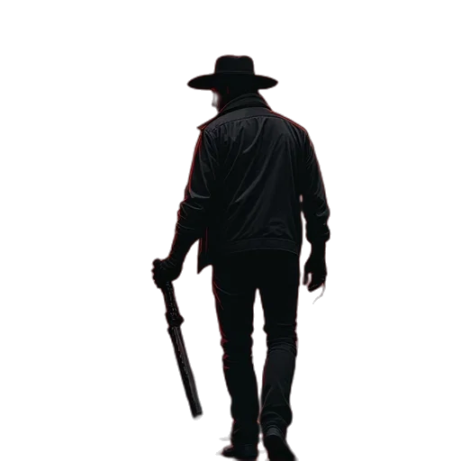 staff, hat, jacket, weapon transparent PNG cut-out