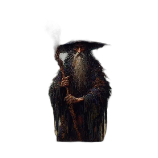 hat, staff, dragon, fantasy art transparent PNG cut-out