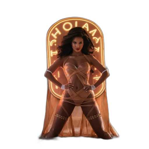 dress, concept art, woman, gold-accented transparent PNG cut-out