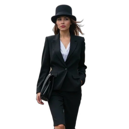 jacket, hat, staff, monochrome transparent PNG cut-out