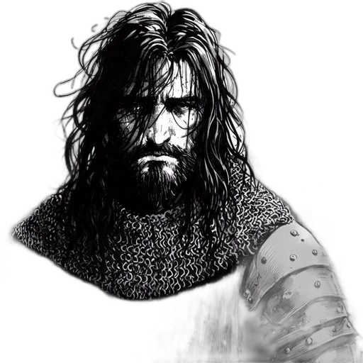 sword, face, hair, fantasy art transparent PNG cut-out