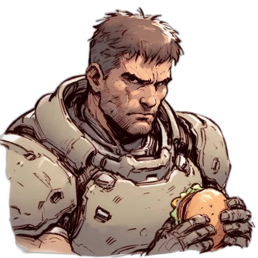 weapon, face, comic book art, concept art transparent PNG cut-out