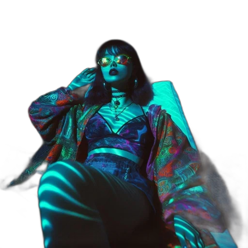 jacket, dress, cyberpunk, vaporwave transparent PNG cut-out