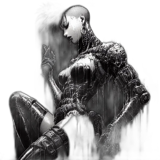 creature, robot, jacket, weapon transparent PNG cut-out