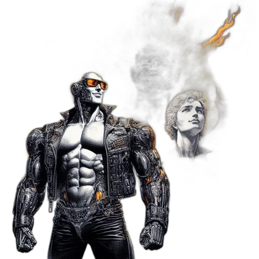 robot, jacket, concept art, comic book art transparent PNG cut-out