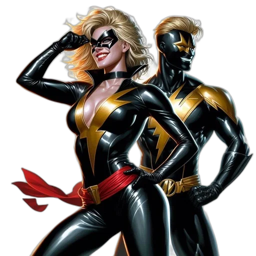 comic book art, concept art, golden, two transparent PNG cut-out