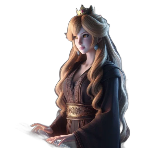 crown, staff, dress, fantasy art transparent PNG cut-out