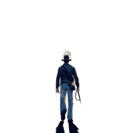 hat, robot, jacket, staff transparent PNG cut-out