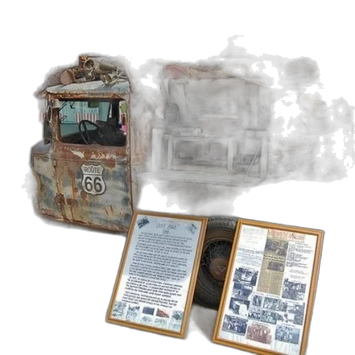 concept art, earth tones, old, truck transparent PNG cut-out