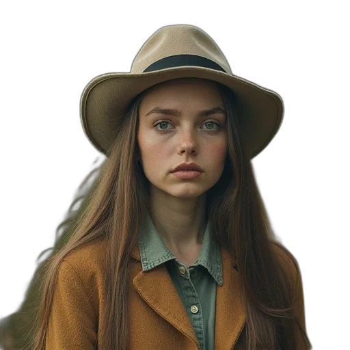 hat, jacket, face, hair transparent PNG cut-out