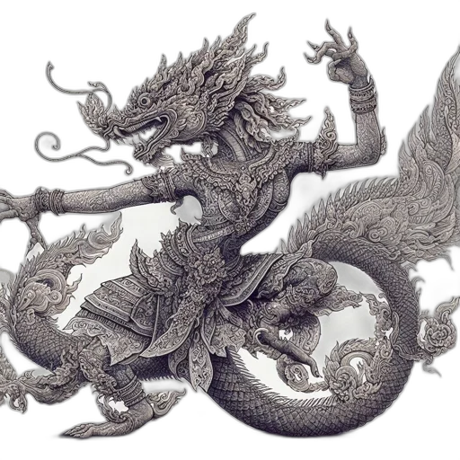 dragon, creature, staff, sword transparent PNG cut-out