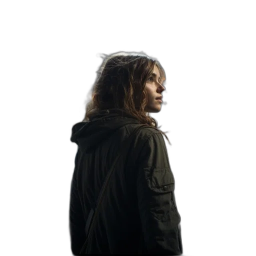 jacket, staff, sword, hair transparent PNG cut-out