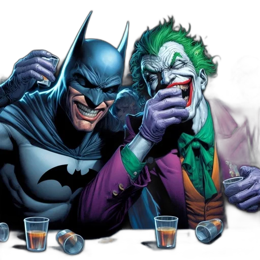 comic book art, concept art, batman, joker transparent PNG cut-out