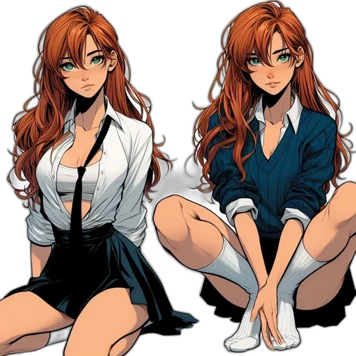 dress, anime, cartoon, comic book art transparent PNG cut-out
