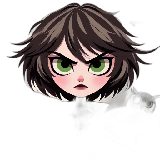 face, hair, creature, staff transparent PNG cut-out