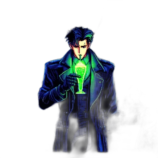 jacket, staff, robot, weapon transparent PNG cut-out