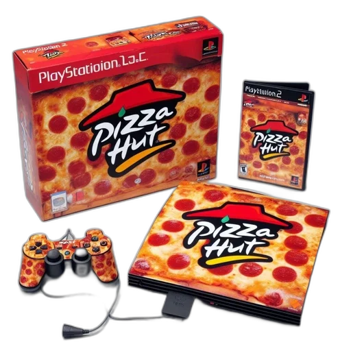 food, pizza, hut-themed, playstation transparent PNG cut-out
