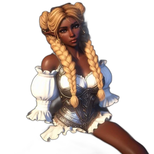 dress, staff, hair, concept art transparent PNG cut-out