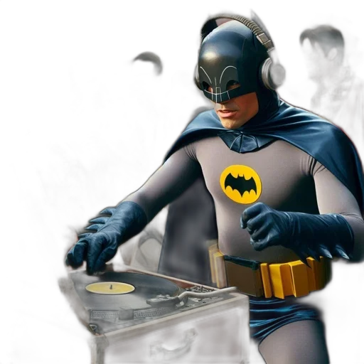 comic book art, concept art, vintage-dressed, batman transparent PNG cut-out