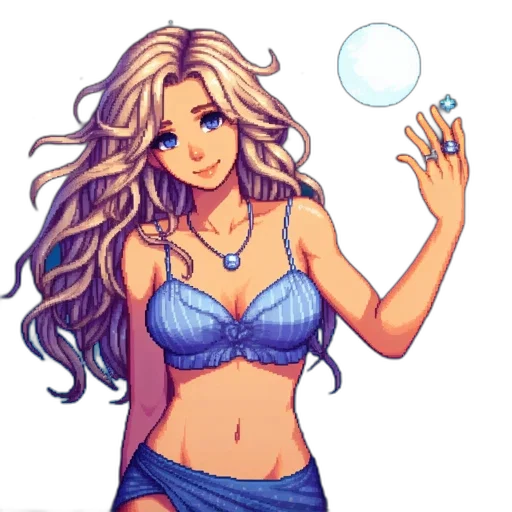 dress, jewelry, pixel art, anime transparent PNG cut-out