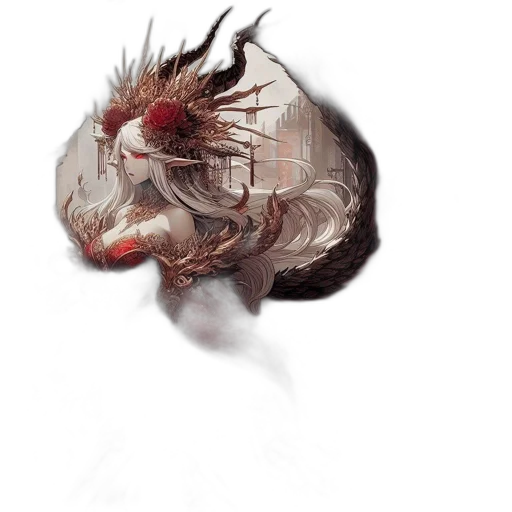dragon, creature, mask, hair transparent PNG cut-out