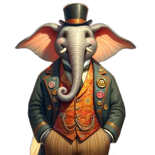 jacket, animal, staff, hat transparent PNG cut-out