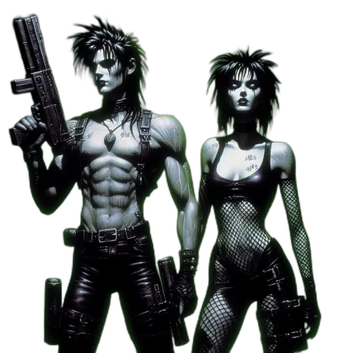cyberpunk, comic book art, concept art, pixel art transparent PNG cut-out