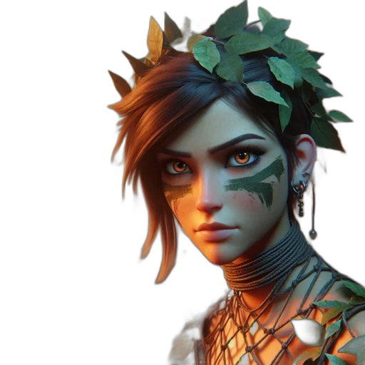 face, crown, staff, fantasy art transparent PNG cut-out