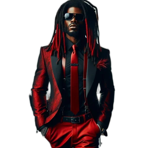jacket, red, man, striking transparent PNG cut-out
