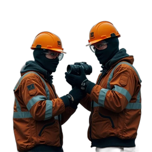jacket, staff, mask, two transparent PNG cut-out