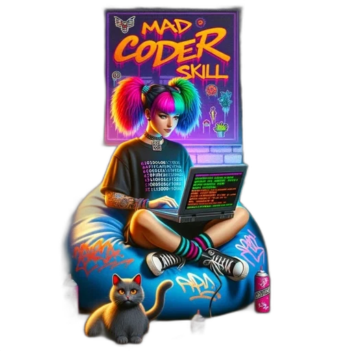 cyberpunk, concept art, pixel art, vaporwave transparent PNG cut-out