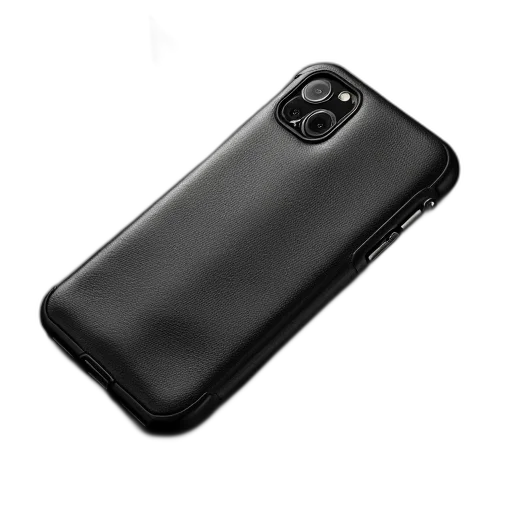 3d render, black, leather, iphone transparent PNG cut-out