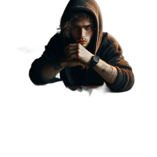 jacket, weapon, staff, face transparent PNG cut-out