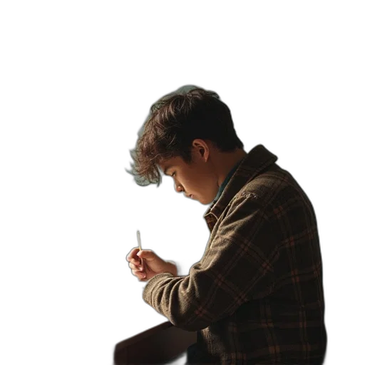 staff, jacket, hair, face transparent PNG cut-out