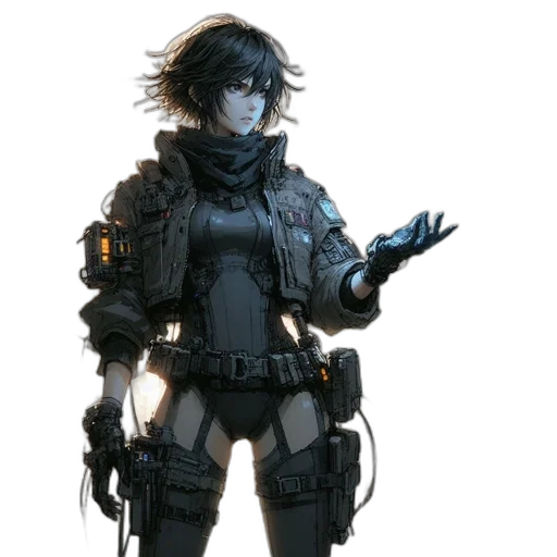 jacket, weapon, robot, staff transparent PNG cut-out