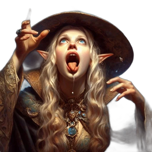 face, jewelry, staff, fantasy art transparent PNG cut-out